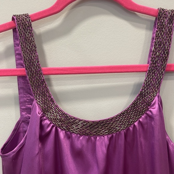 Arden B Satin Low Back Beaded Halter Raspberry Purple Mini Dress -XS - Picture 4 of 8